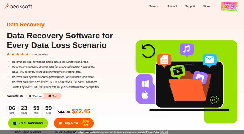 Apeaksoft Data Recovery's website