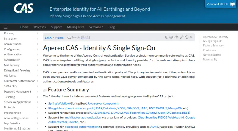 Apereo CAS's website