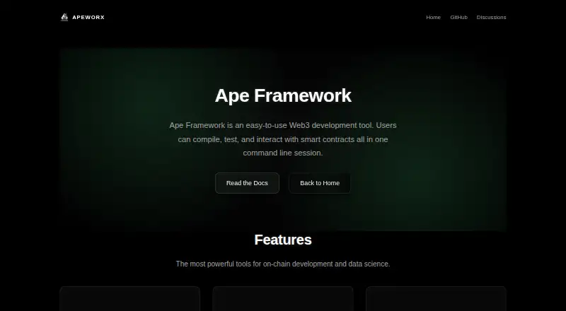 Ape Framework's website