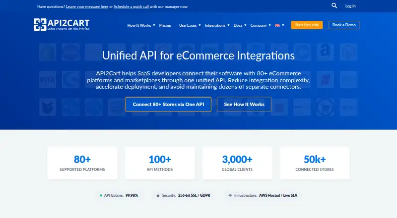 The API2Cart homepage