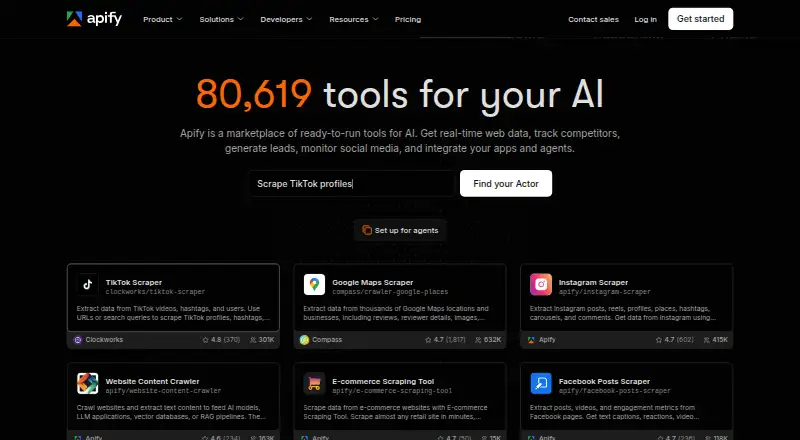 Apify's website