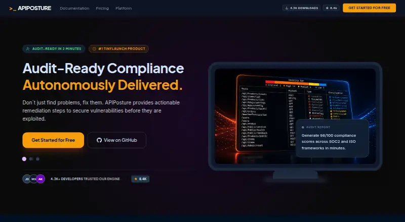 The APIPosture homepage