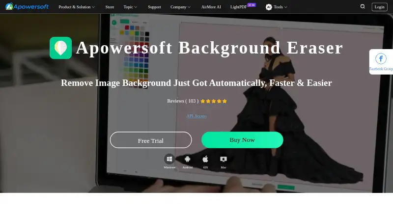 Apowersoft Background Eraser's website