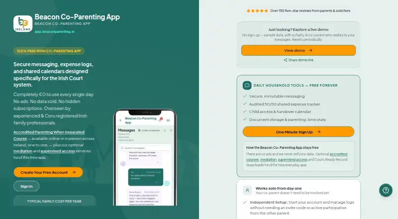 Beacon Co-Parenting App's website