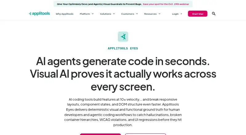 Applitools Eyes's website