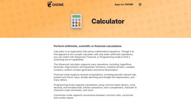 GNOME Calculator's website