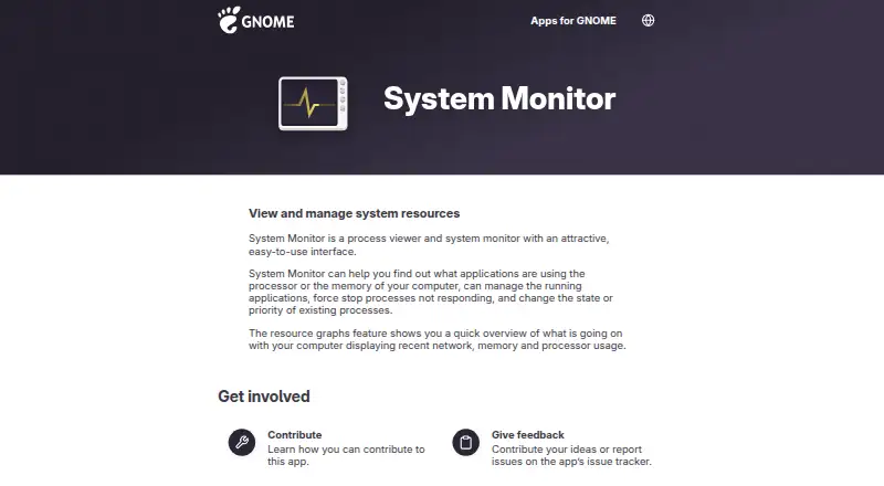 GNOME System Monitor's website