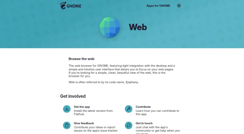 The GNOME Web homepage