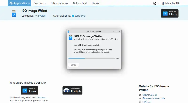 The KDE ISO Image Writer homepage