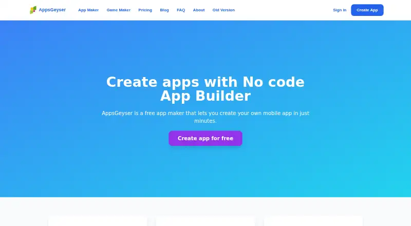 The AppsGeyser homepage