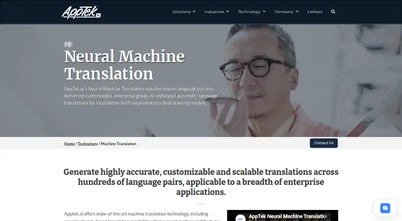 AppTek Neural Machine Translation's website