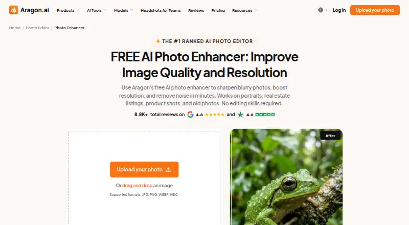 Aragon Photo Enhancer's website