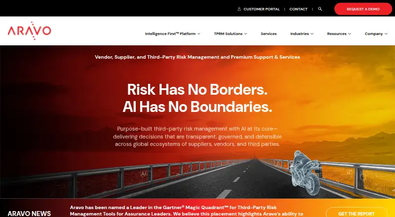 Aravo Vendor Onboarding's website