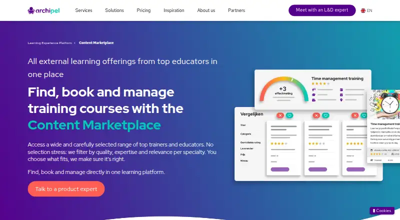 The Archipel Academy Content Marketplace homepage