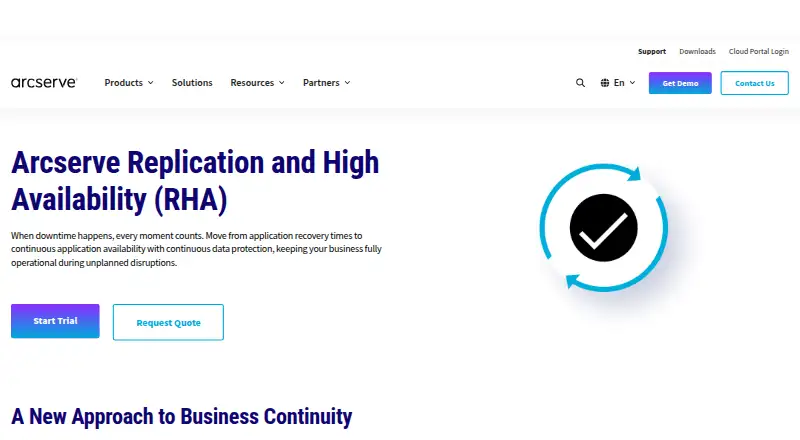 Arcserve Replication and High Availability's website