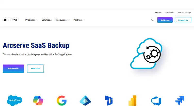 Arcserve SaaS Backup's website