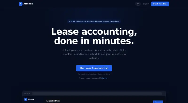 The Arrenda homepage