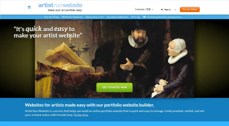 The Artist Run Website homepage