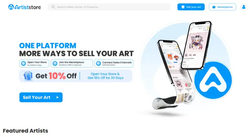 Artiststore's website