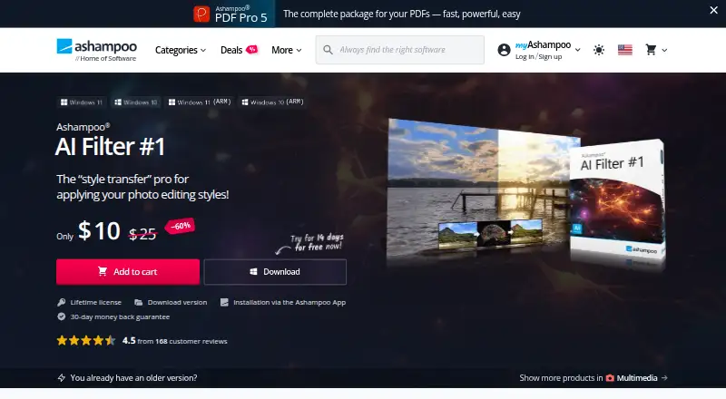The Ashampoo AI Filter #1 homepage