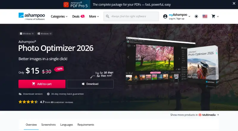 Ashampoo Photo Optimizer 2026's website