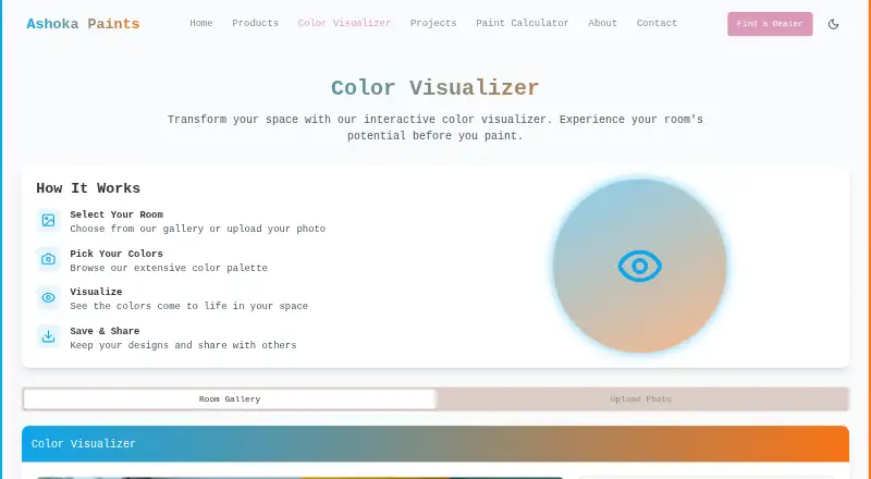 Ashoka Paints Color Visualizer's website