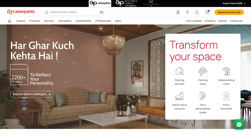 Colour with Asian Paints's website