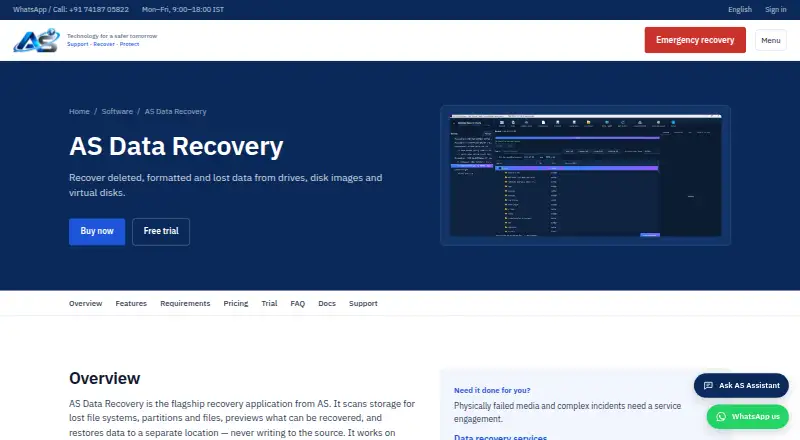 AS Data Recovery's website