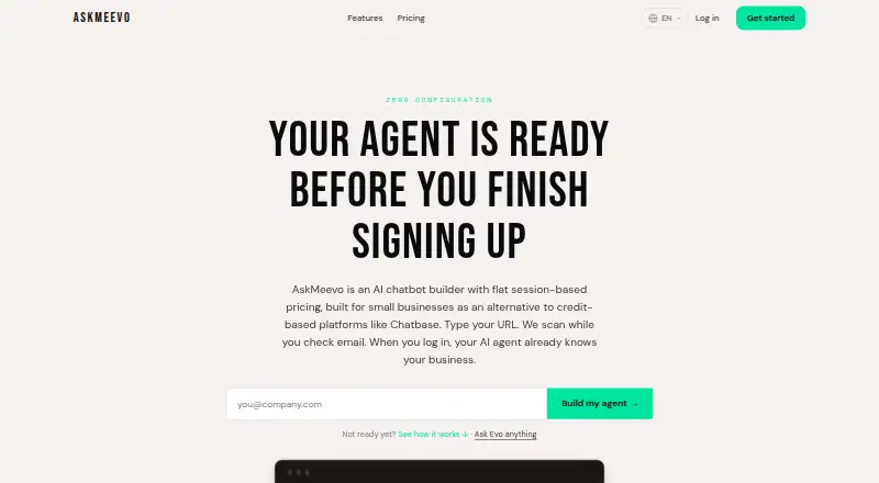 The AskMeevo homepage
