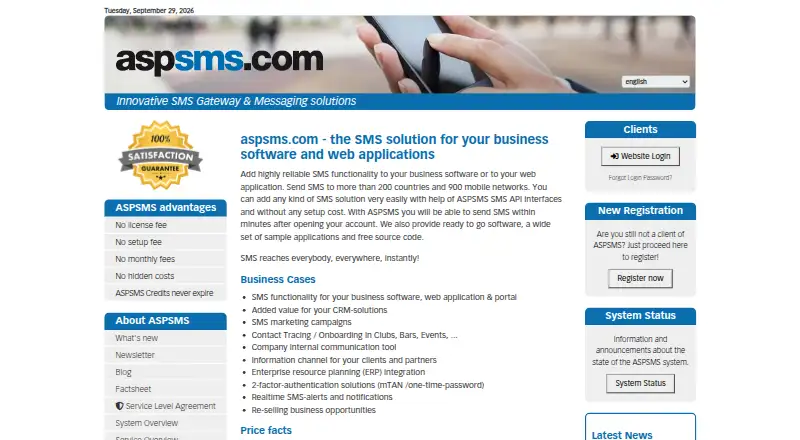 The ASPSMS homepage