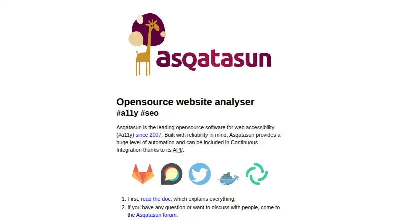 The Asqatasun homepage