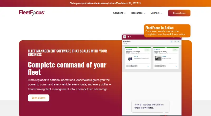 The AssetWorks FleetFocus homepage