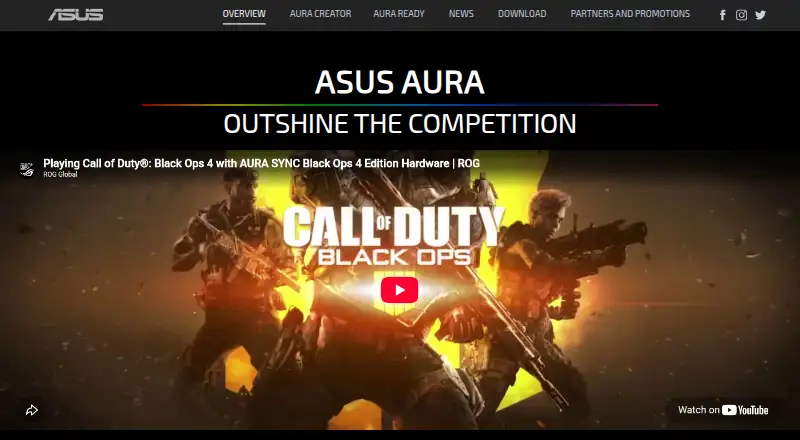 ASUS Aura Sync Utility's website