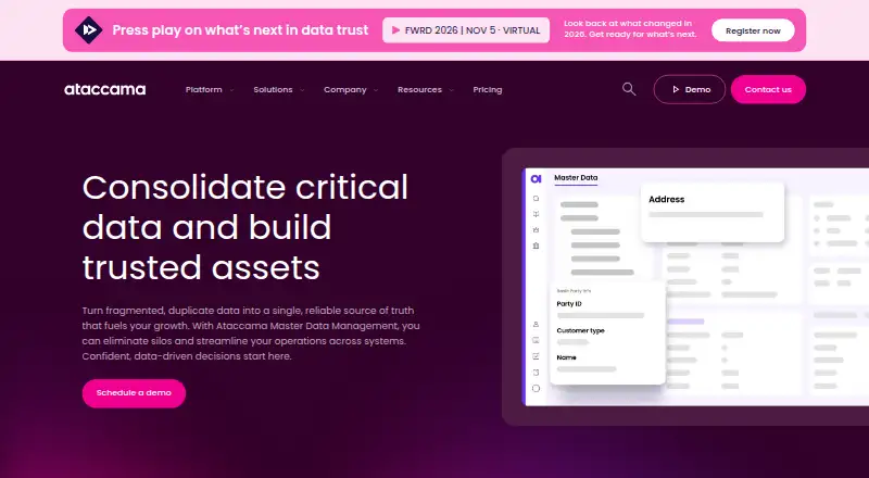 Ataccama Master Data Management's website