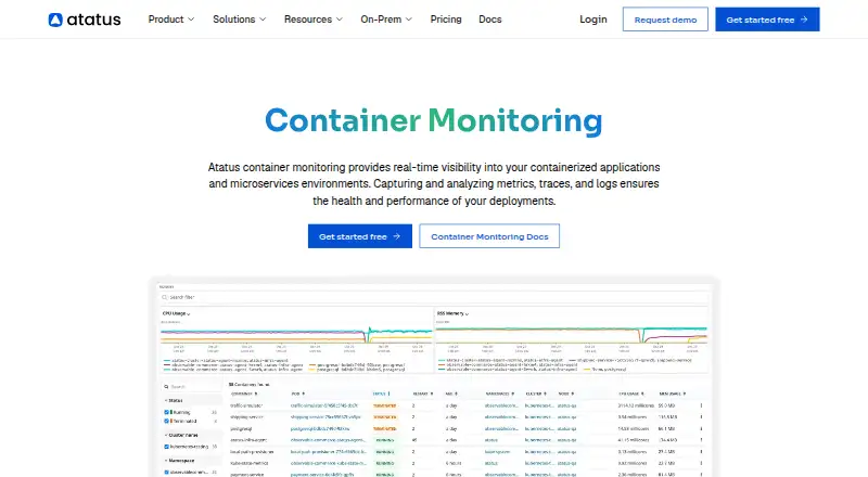 Atatus Container Monitoring's website