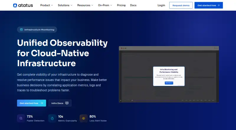 Atatus Infrastructure Monitoring's website