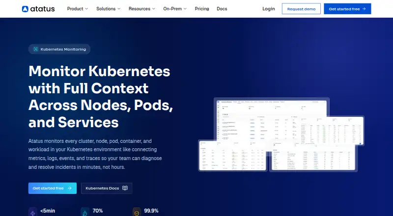 Atatus Kubernetes Monitoring's website