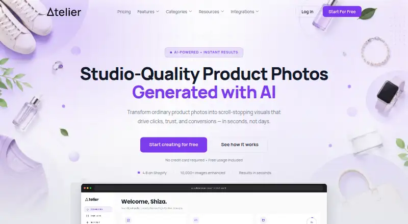 The Atelier homepage