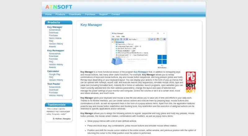 The ATNSOFT Key Manager homepage