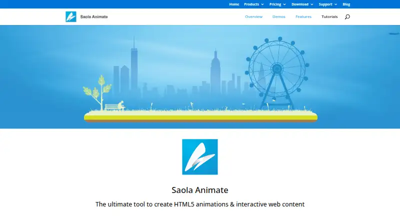 The Saola Animate homepage