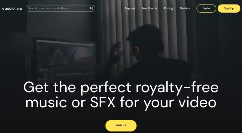 The AudioHero homepage