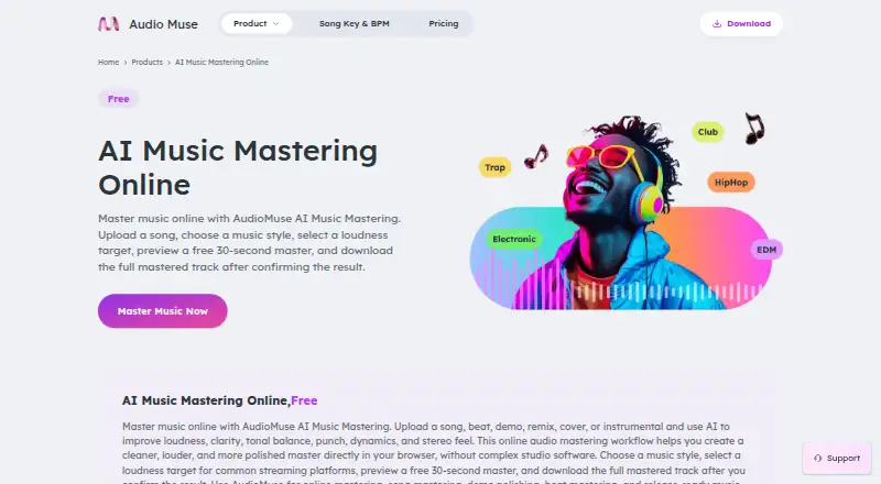 The AudioMuse AI Music Mastering homepage