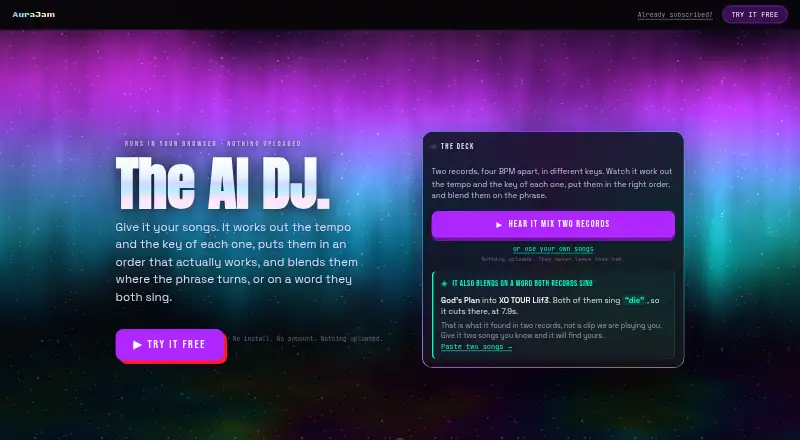 AuraJam's website