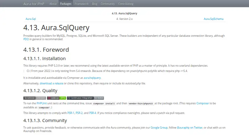 Aura.SqlQuery's website