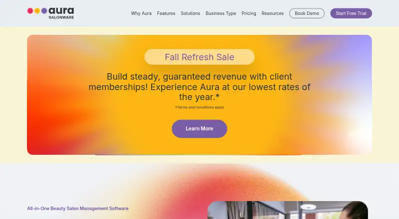 The Aura Salonware homepage