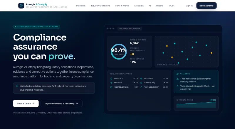 Auregis 2 Comply's website
