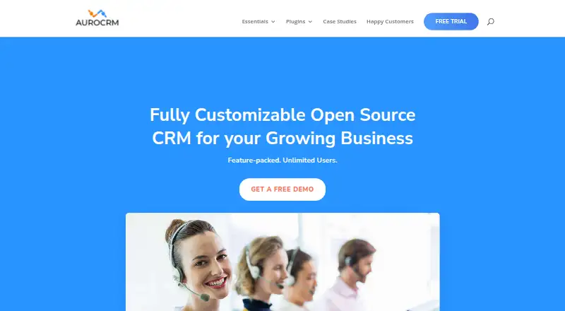 The Auro CRM homepage