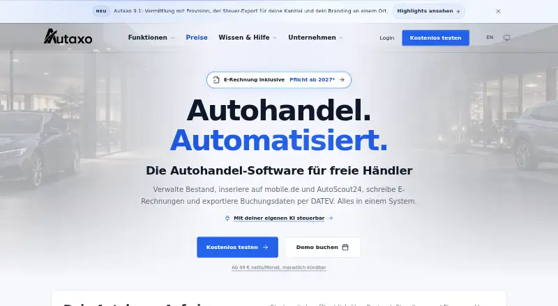 Autaxo DMS's website