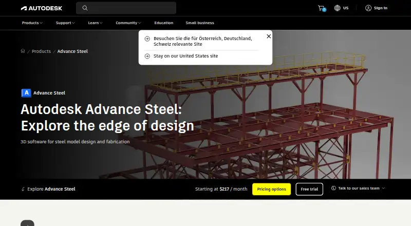 Advance Steel's website