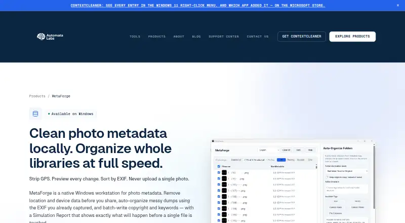 MetaForge's website